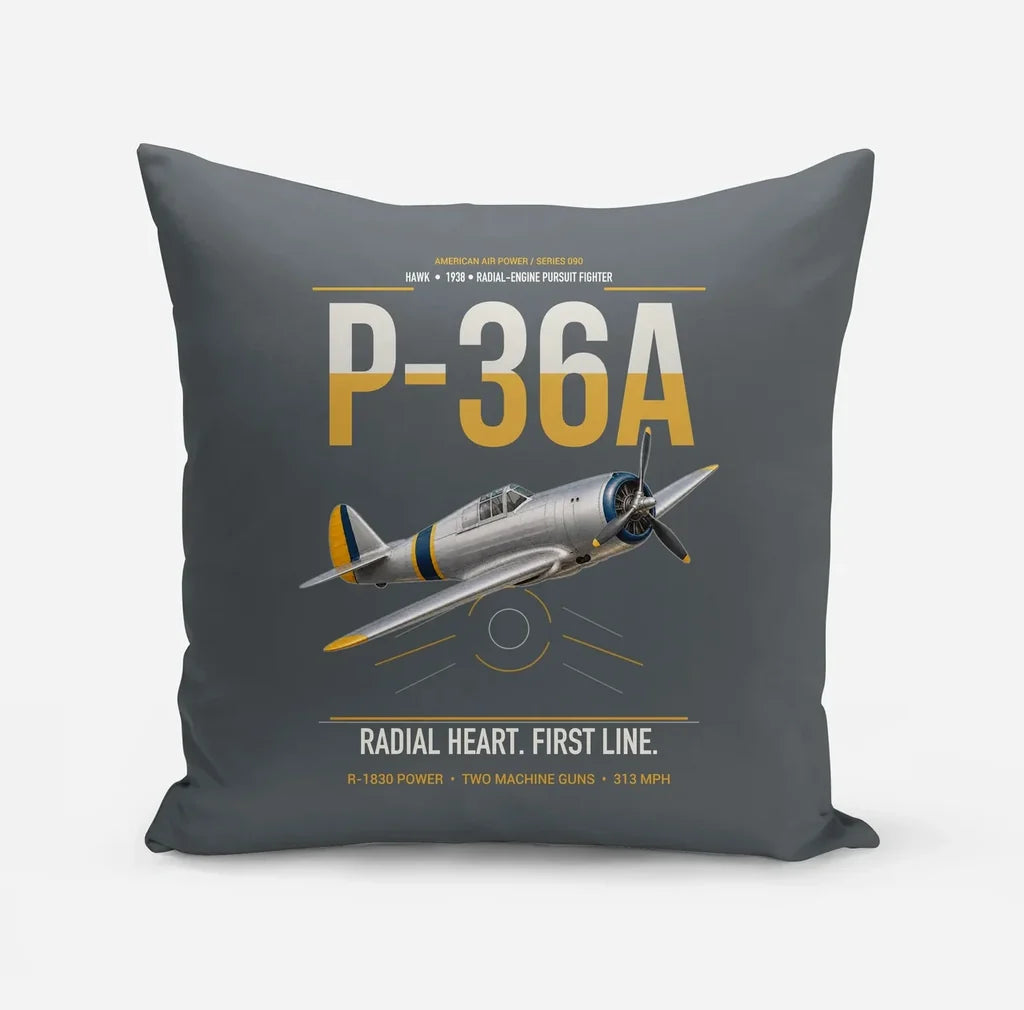 P-36A Hawk design on gray pillow