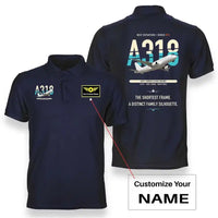Thumbnail for Airbus A318 design on navy blue polo with custom name badge