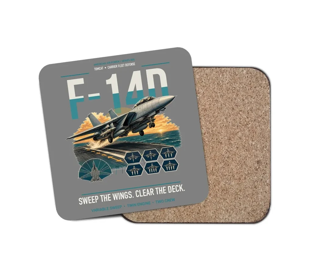 F-14D Tomcat design on gray 1 piece coaster