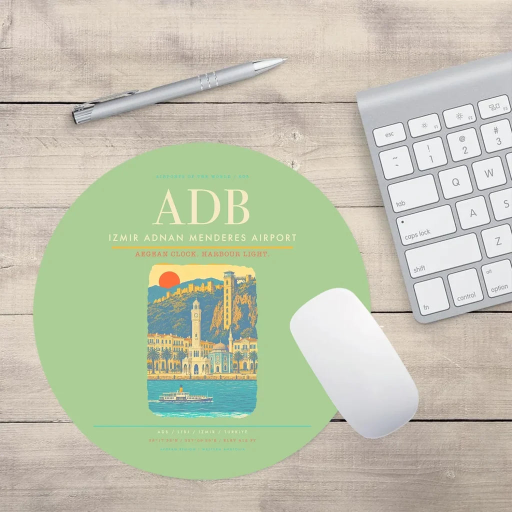 Izmir Adnan Menderes Airport ADB Mouse-Pad Round - Light Green