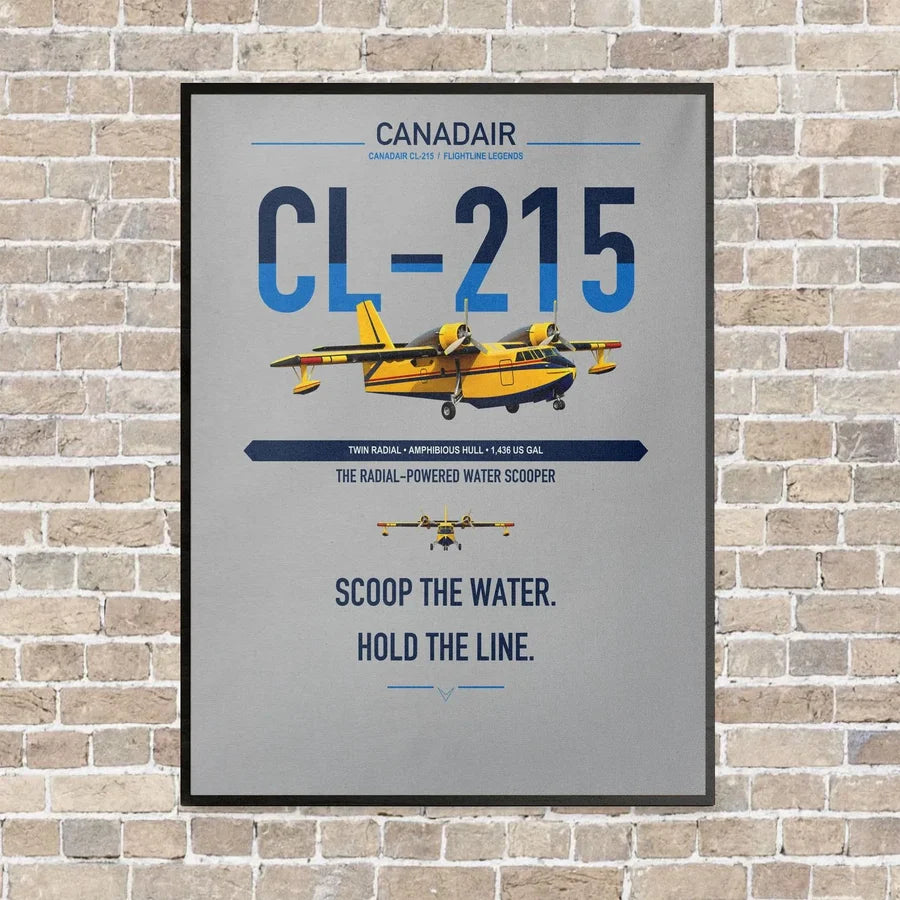 Canadair CL-215 vertical canvas print - framed - light gray background
