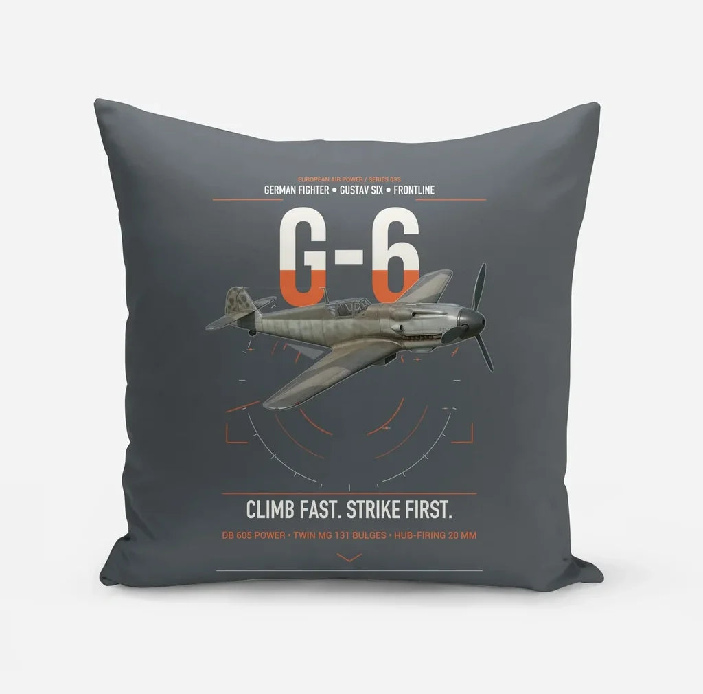 Messerschmitt Bf 109G-6 design on gray pillow