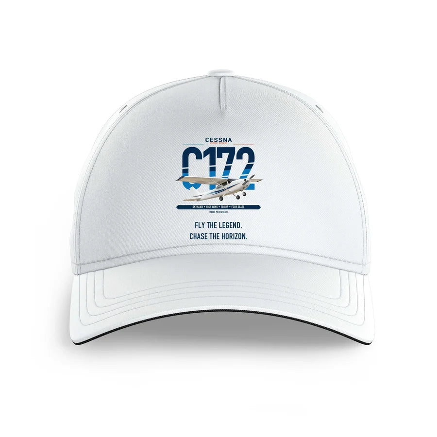Cessna 172 Skyhawk design on white printed hat