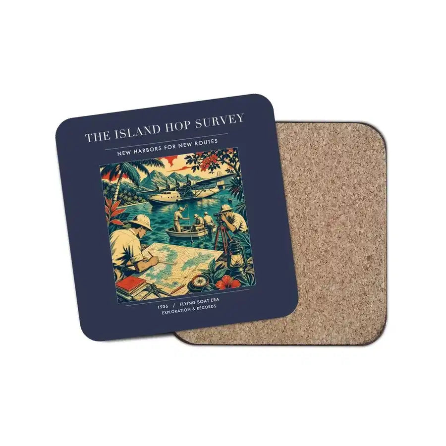 The Island Hop Survey - Designed Coasters design on navy blue 1-piece