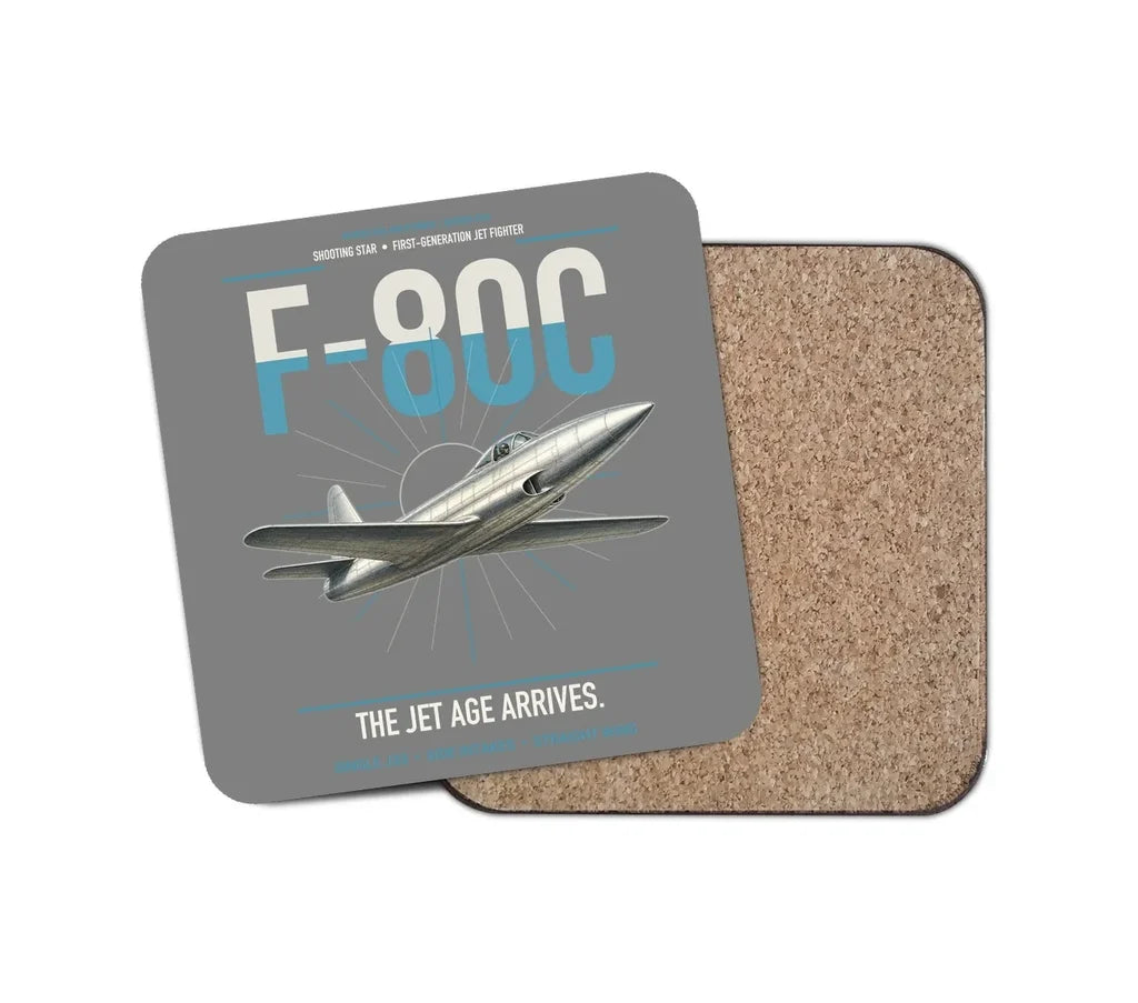 F-80C Shooting Star design on gray 1 piece coaster