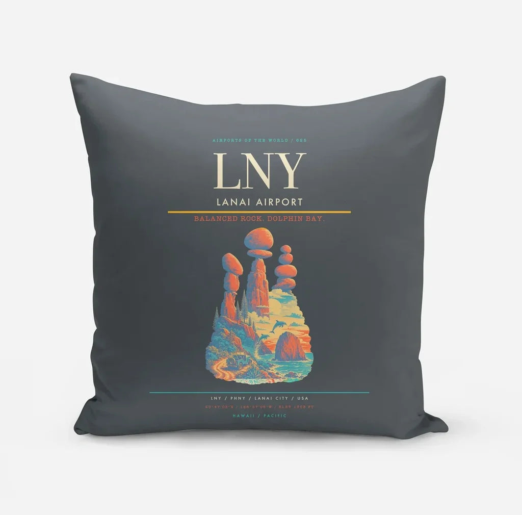 Lanai Airport (LNY) design on gray pillow