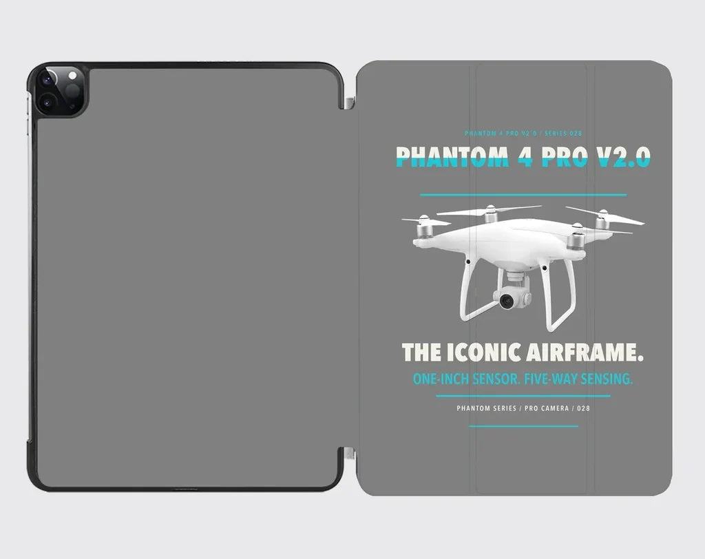 DJI Phantom 4 Pro V2.0 design on gray ipad tablet case