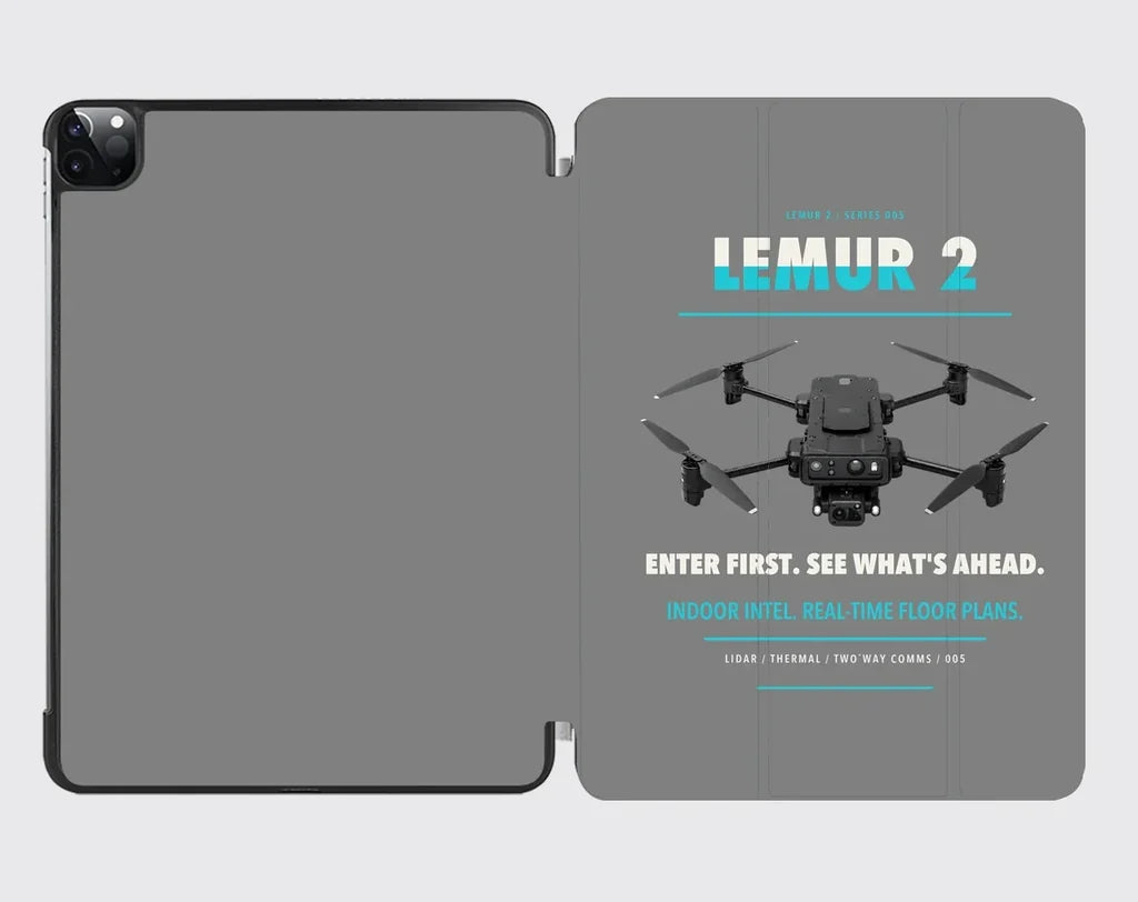 BRINC LEMUR 2 design on gray ipad tablet case
