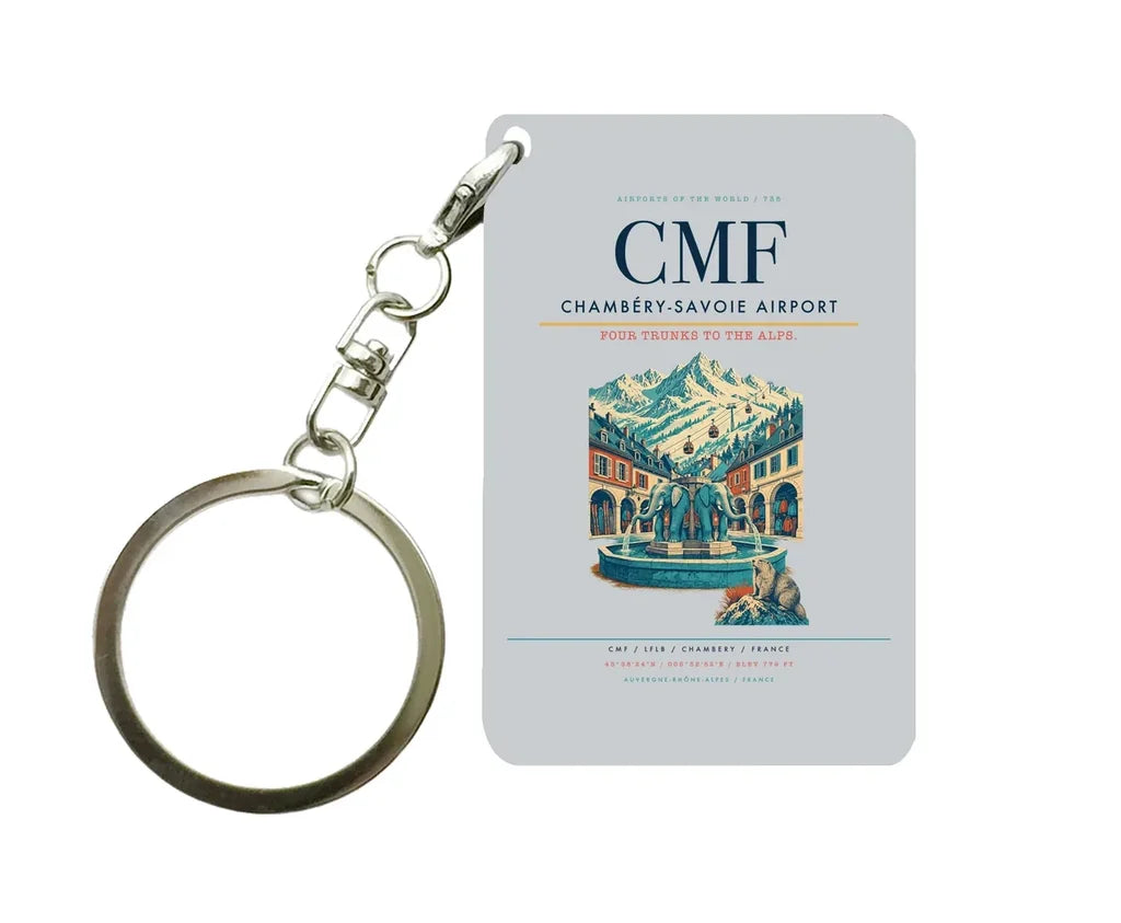 Chambéry-Savoie Airport (CMF) design on light gray key chain