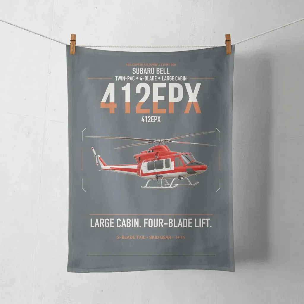 SUBARU Bell 412EPX design on gray towel