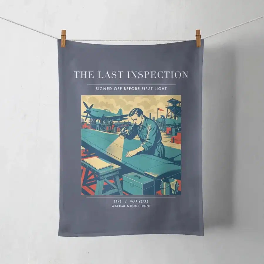 VINTAGE G4536 - The Last Inspection - Designed Towels design on navyblue
