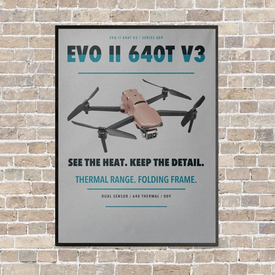 Autel EVO II Dual 640T V3 vertical canvas print - framed - light gray background