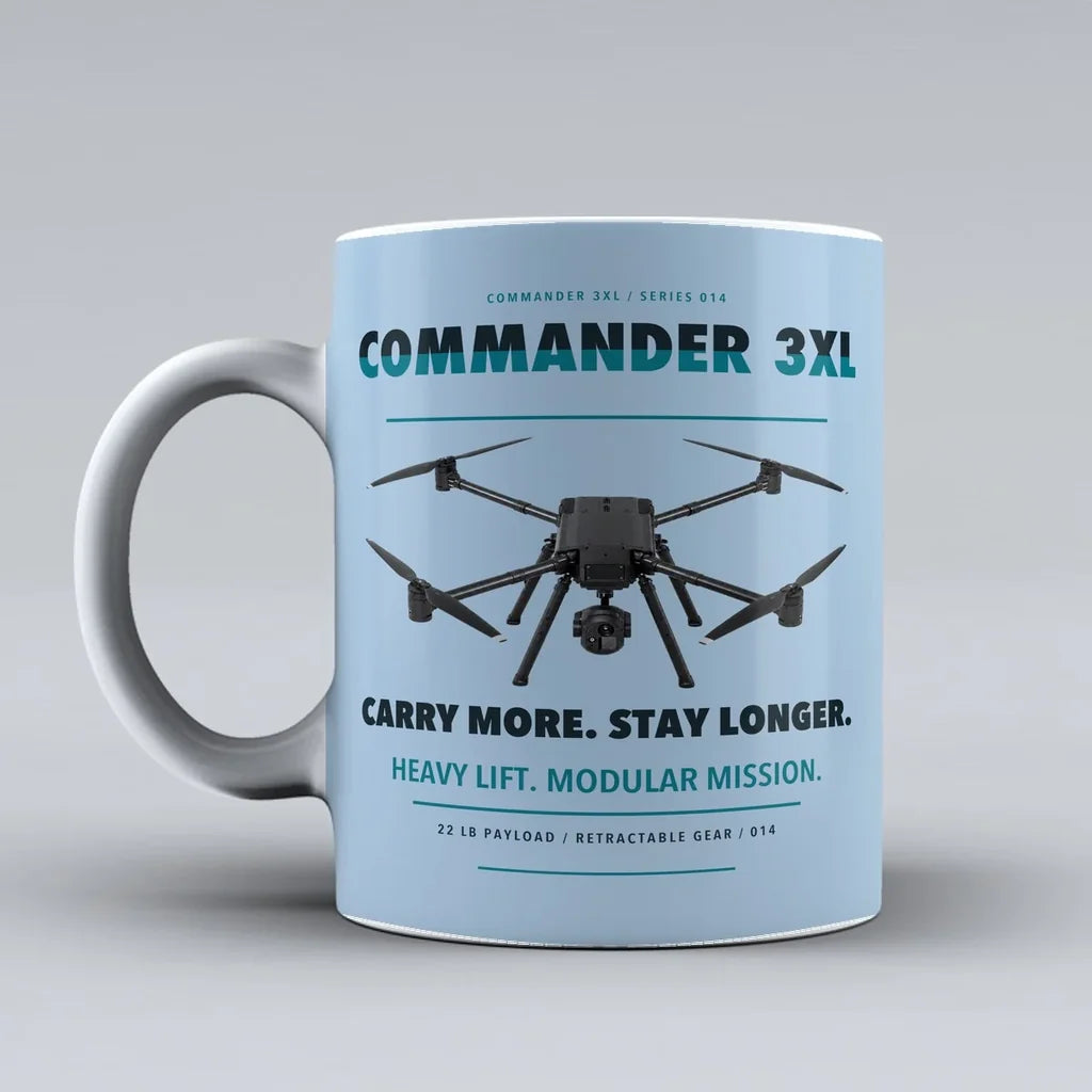Commander 3XL Mug design on light blue draganfly