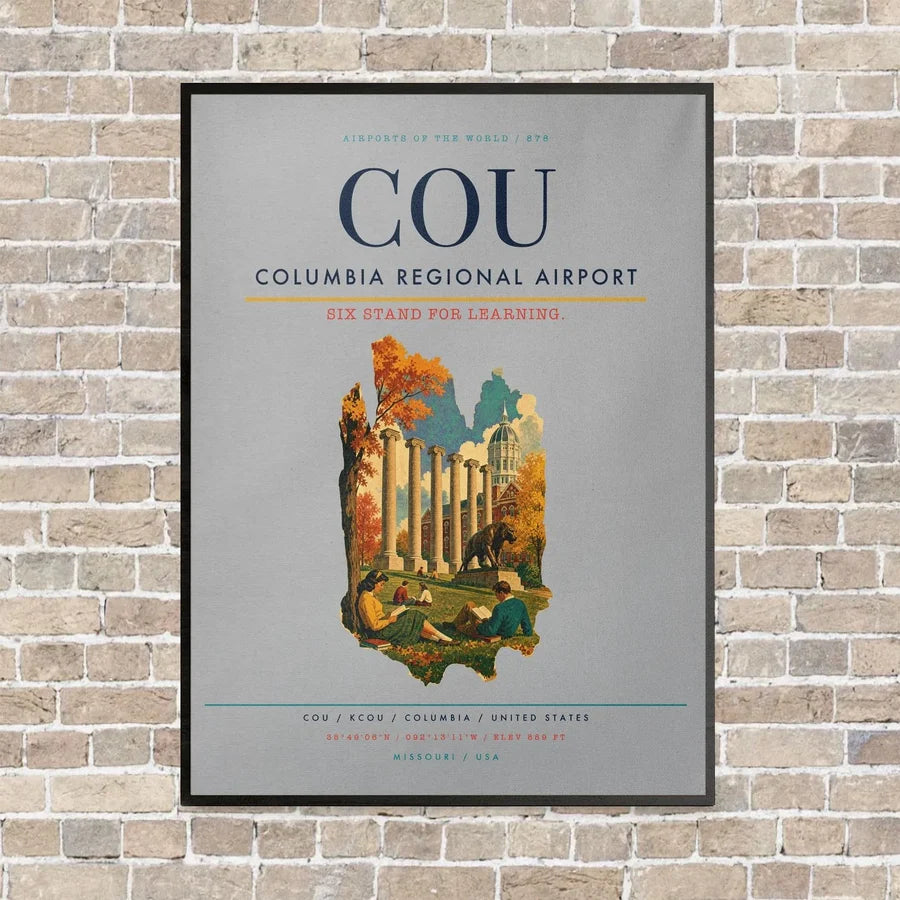 Columbia Regional Airport COU vertical canvas print - framed - light gray background