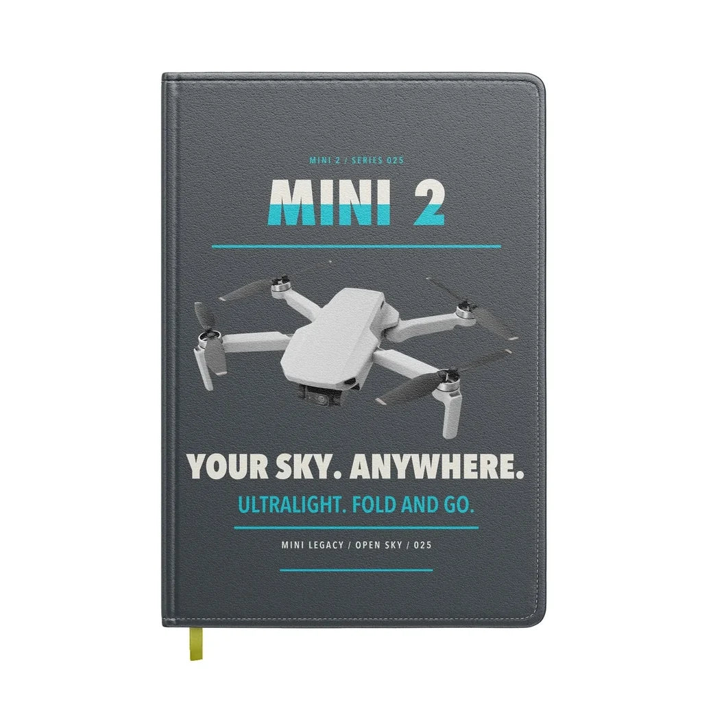 DJI Mini 2 design on gray notebook