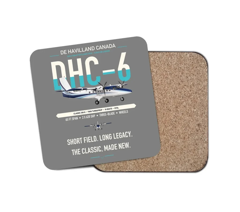 DHC-6 Twin Otter Classic 300-G design on gray 1 piece coaster