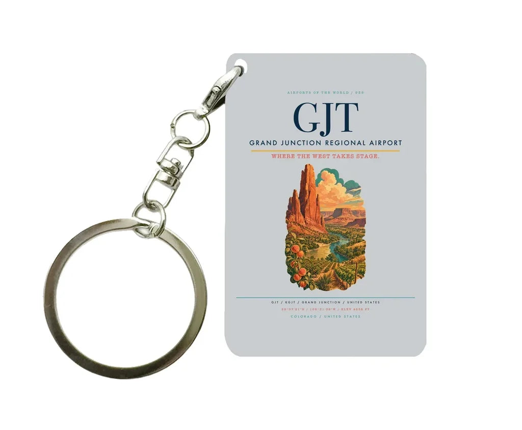 Grand Junction Regional Airport (GJT) design on light gray key chain