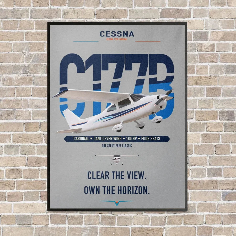 Cessna 177B Cardinal vertical canvas print - framed - light gray background