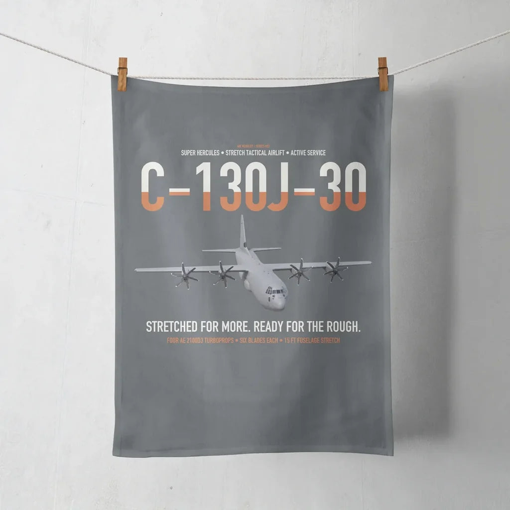 C-130J-30 Super Hercules design on gray towel