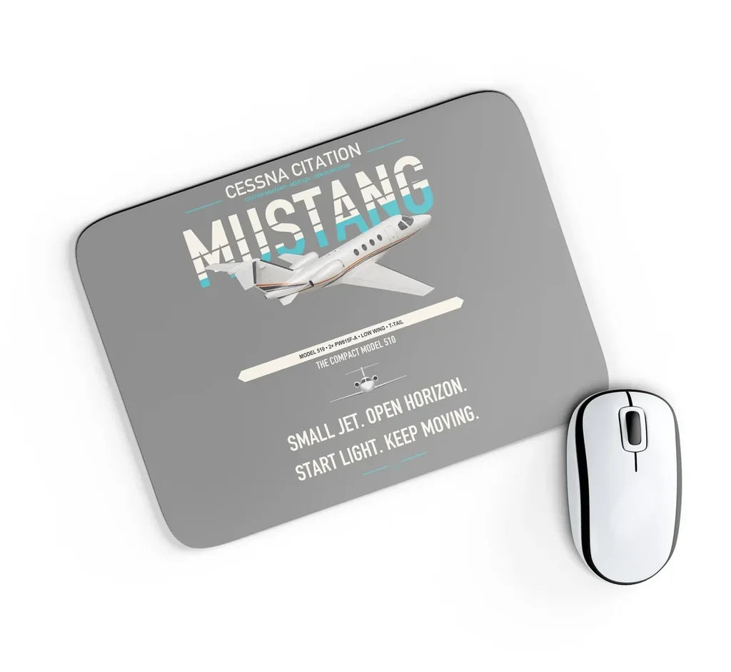 Cessna Citation Mustang design on gray rectangle mouse pad