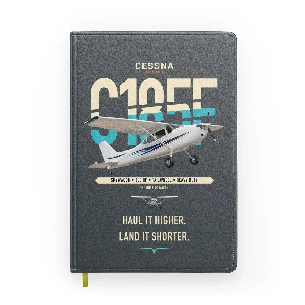 Cessna A185F Skywagon design on gray notebook