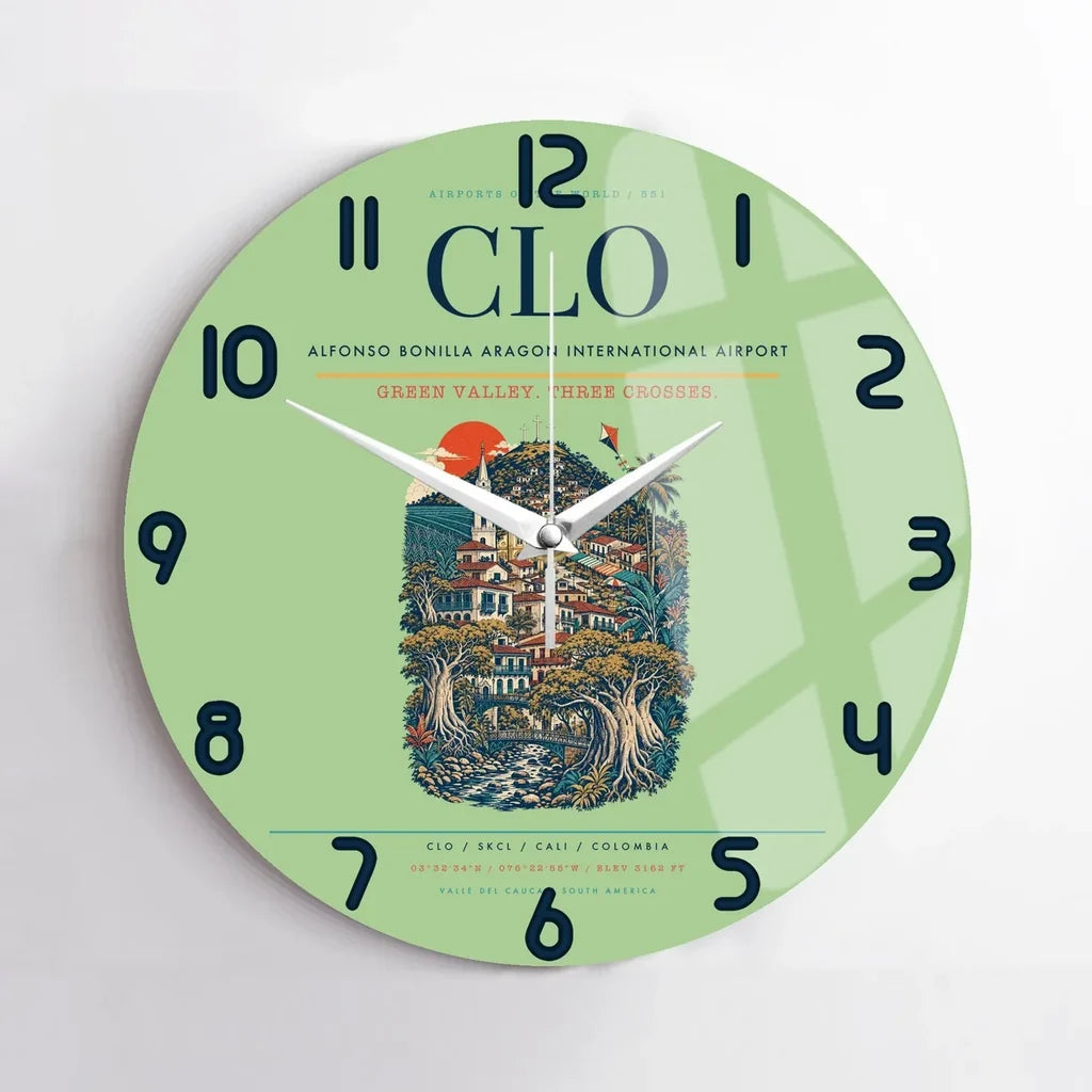Alfonso Bonilla Aragon International Airport CLO Wall-Clock No-Frame - Light Green