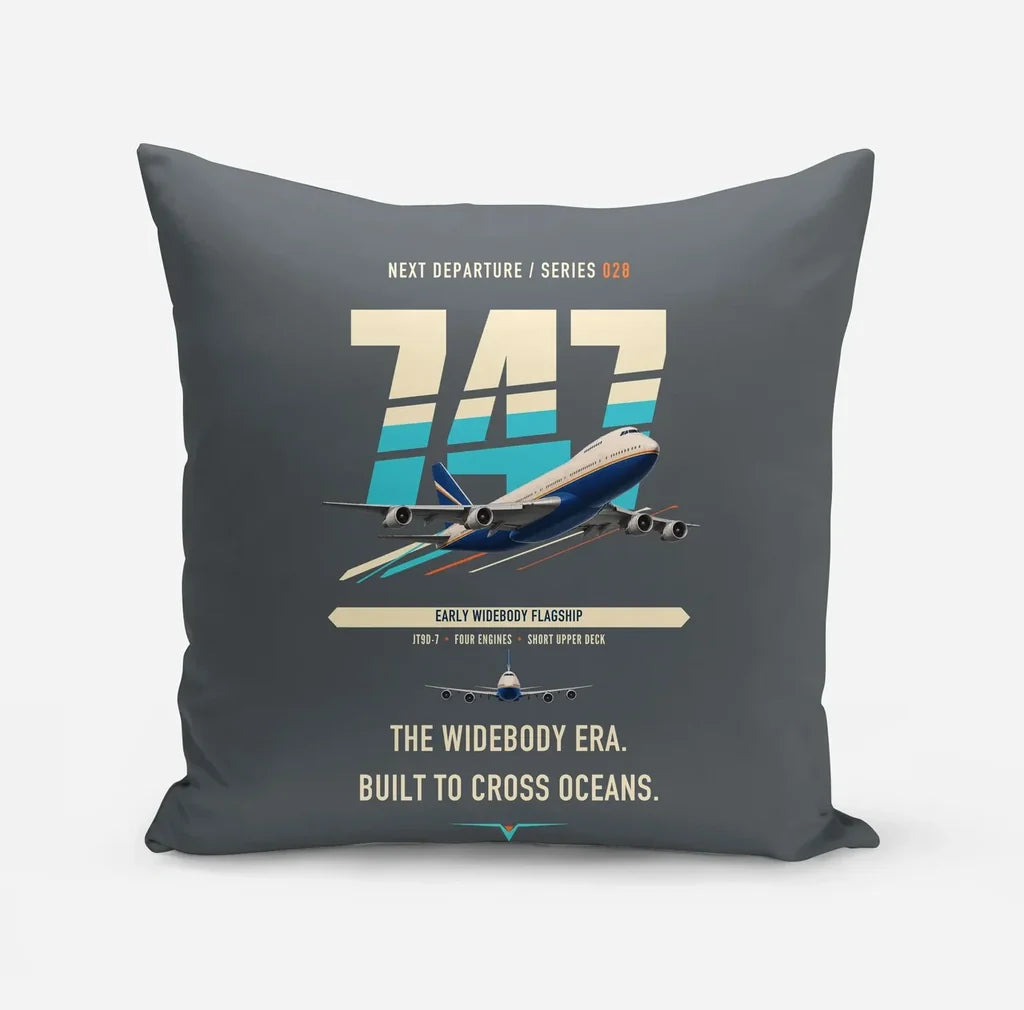 Boeing 747-200B design on gray pillow