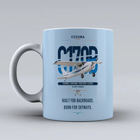 Thumbnail for Cessna 170B design on light blue ceramic mug, double-side print