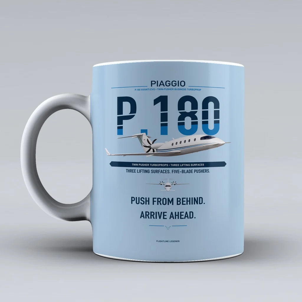 P.180 Avanti EVO Mug design on light blue piaggio