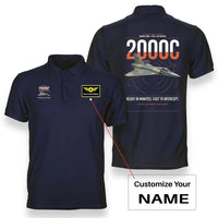 Thumbnail for Dassault Mirage 2000C RDI design on navy blue+name double-side polo t-shirt, double-side print