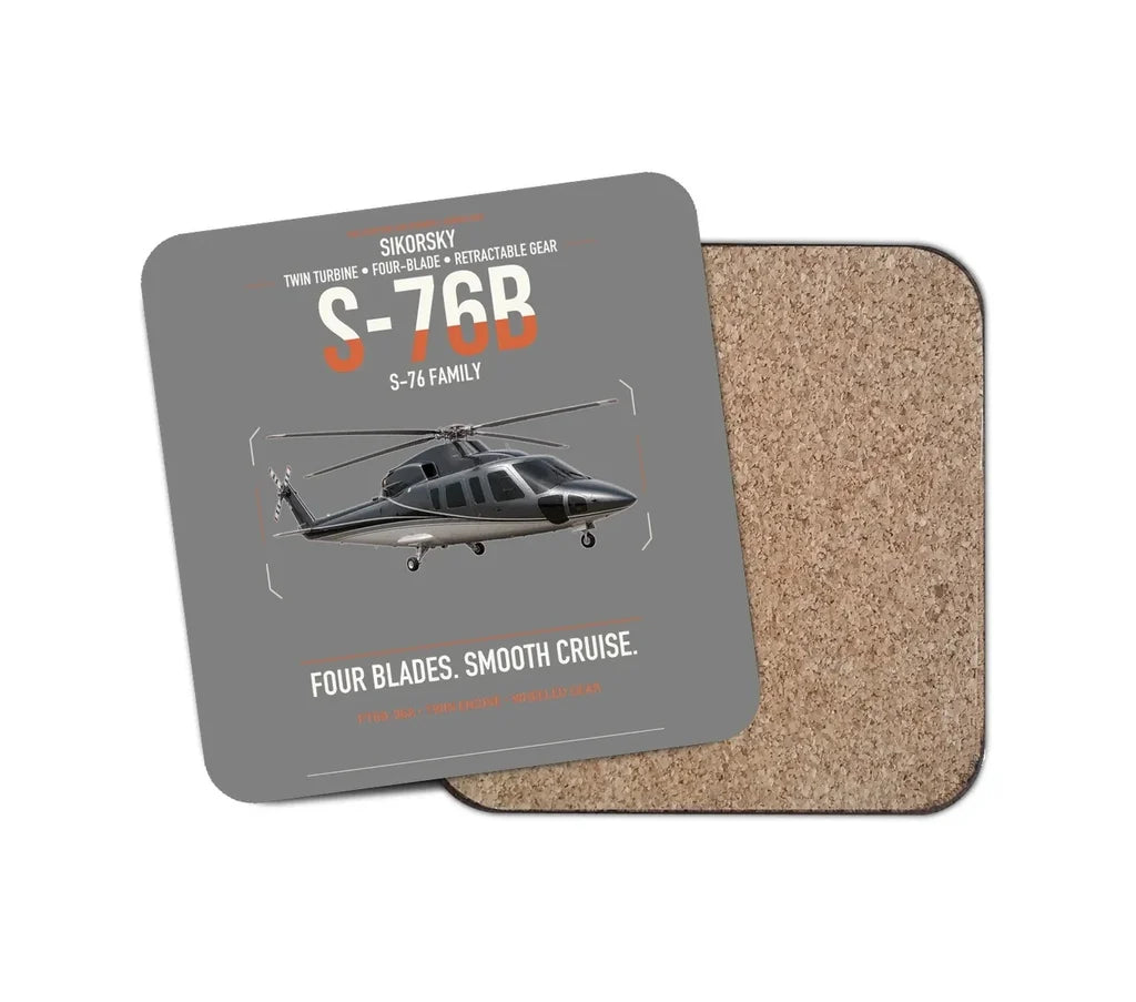 Sikorsky S-76B design on gray 1 piece coaster
