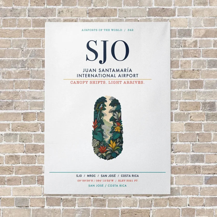 Juan Santamaría International Airport SJO vertical canvas print - no frame - white background