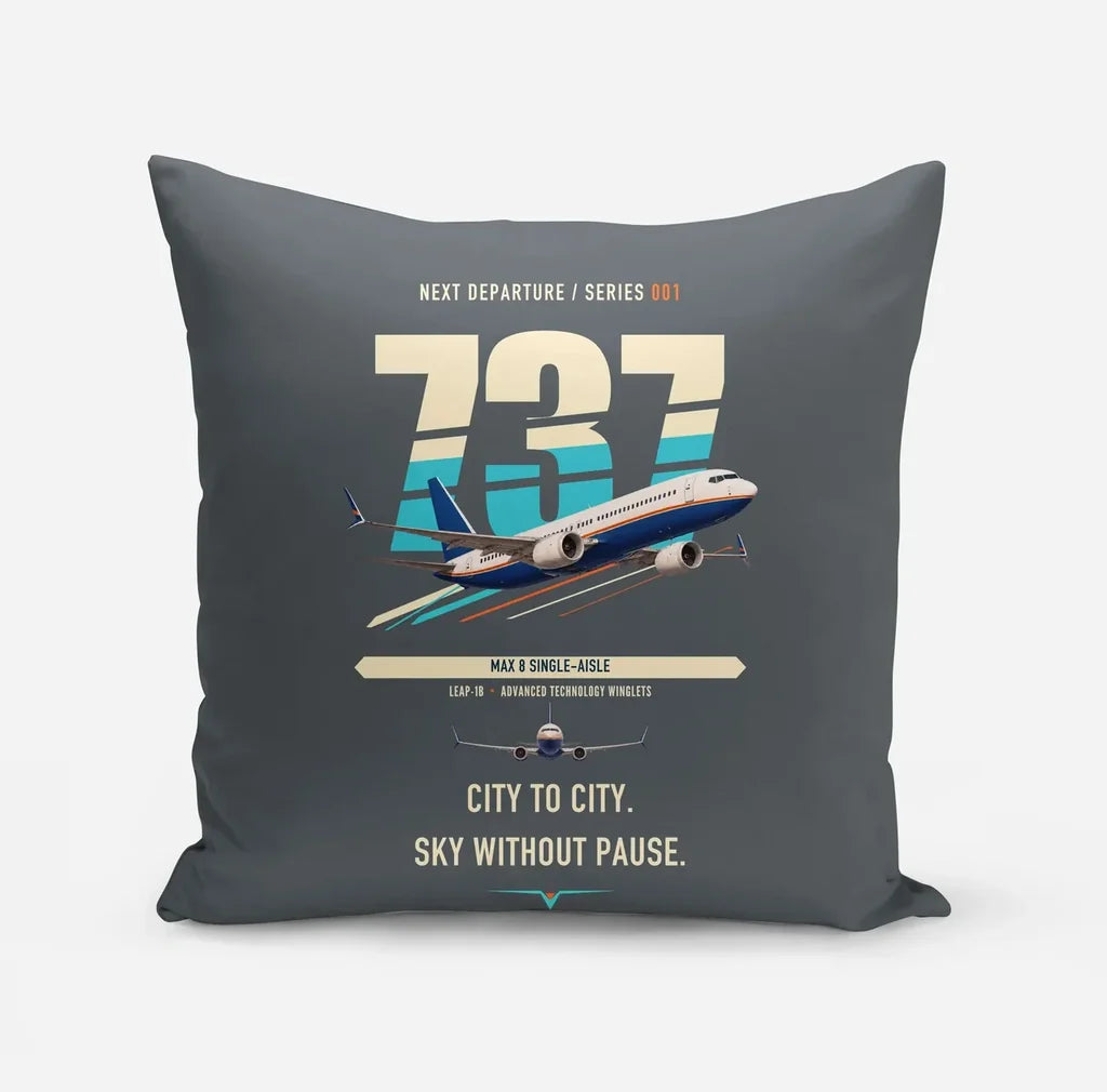 Boeing 737 MAX 8 design on gray pillow