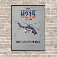 Thumbnail for Airbus H215 vertical canvas print - framed - light gray background