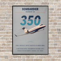 Thumbnail for Bombardier Challenger 350 vertical canvas print - framed - light gray background