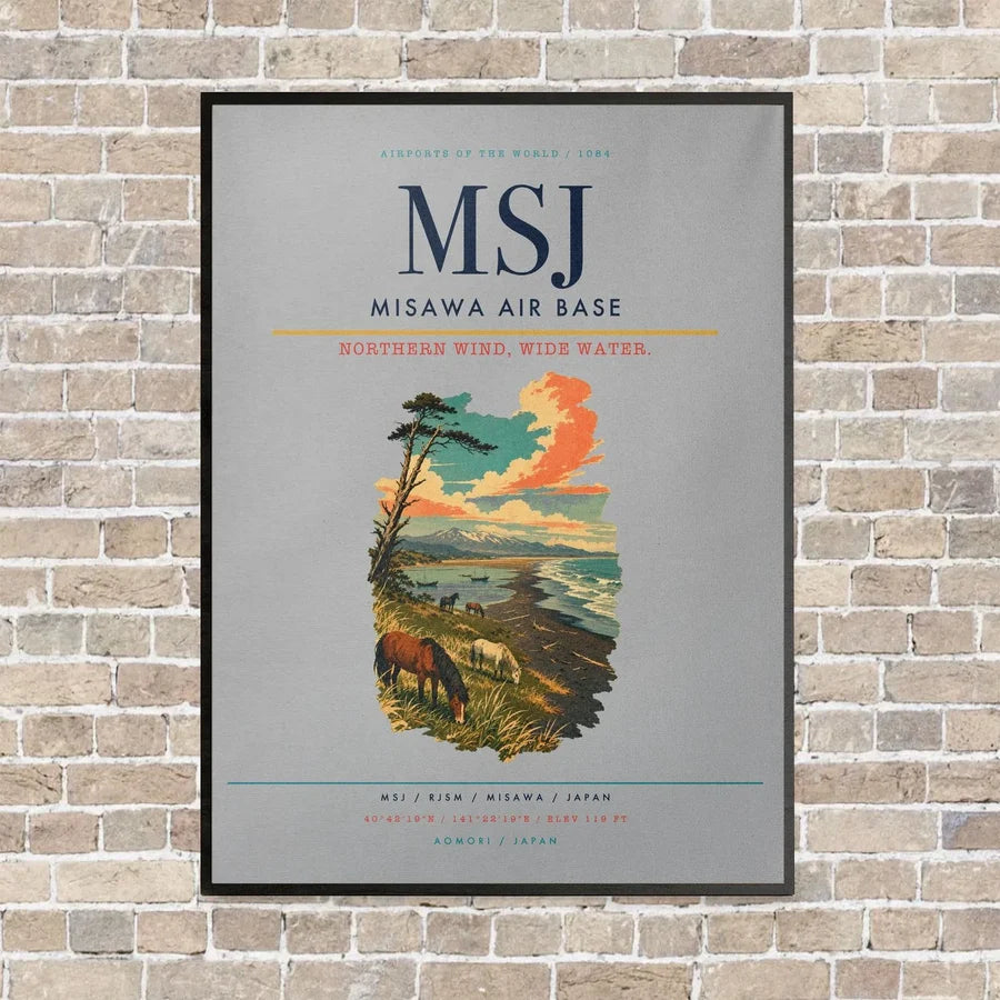 Misawa Air Base MSJ vertical canvas print - framed - light gray background