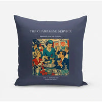 Thumbnail for VINTAGE G4087 - The Champagne Service - Designed Pillows design on navyblue