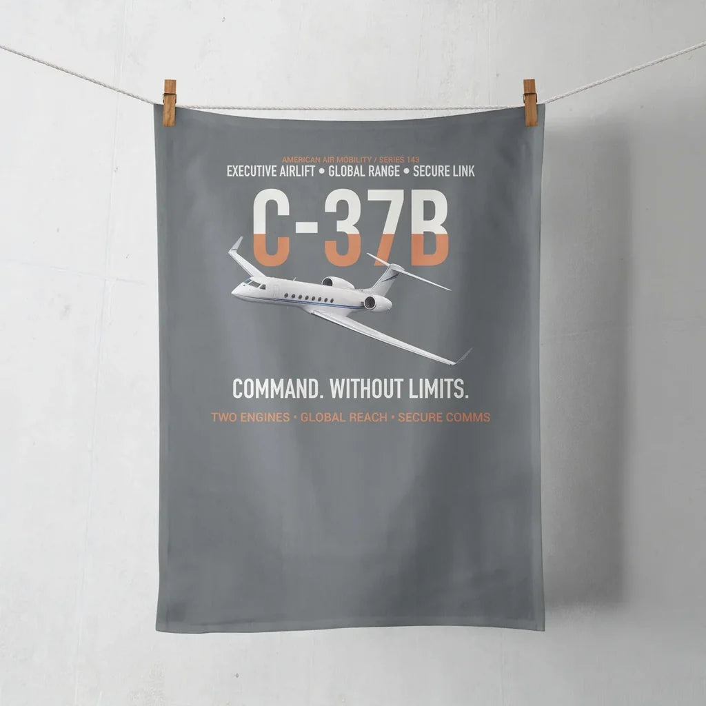 C-37B Global Command Link design on gray towel