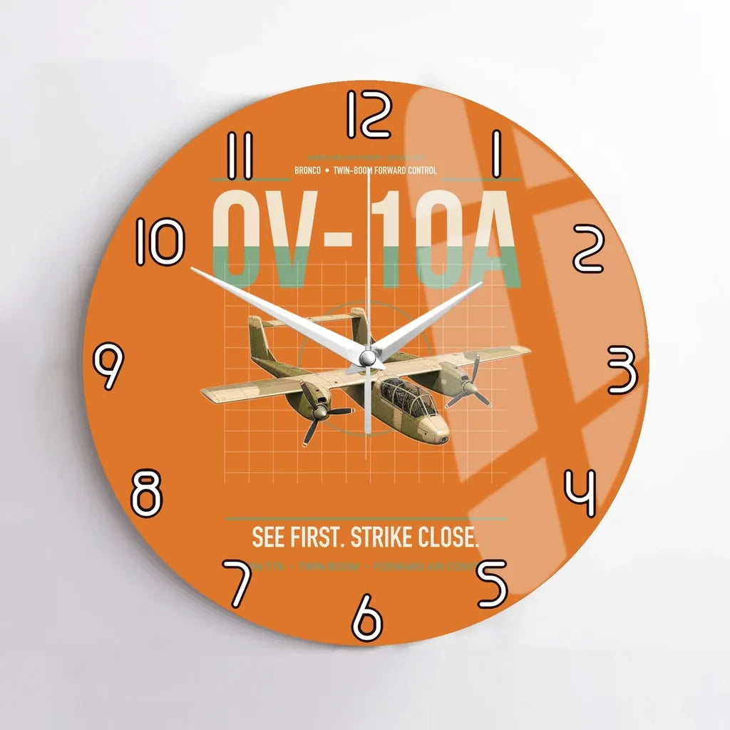 OV-10A Bronco design on orange no frame wall clock