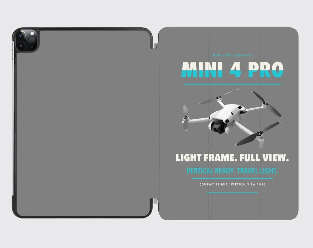DJI Mini 4 Pro design on gray ipad tablet case