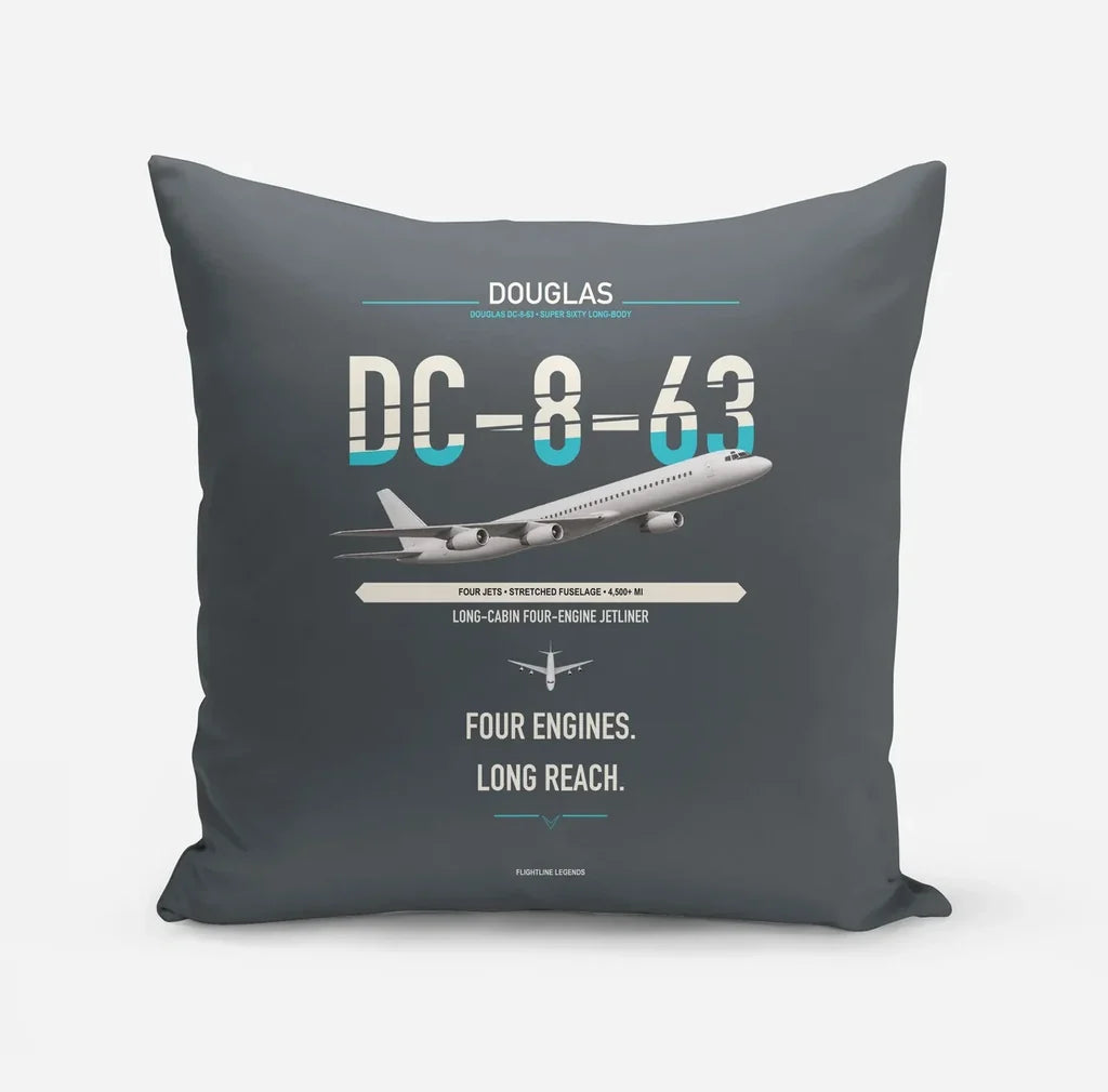 Douglas DC-8-63 design on gray pillow