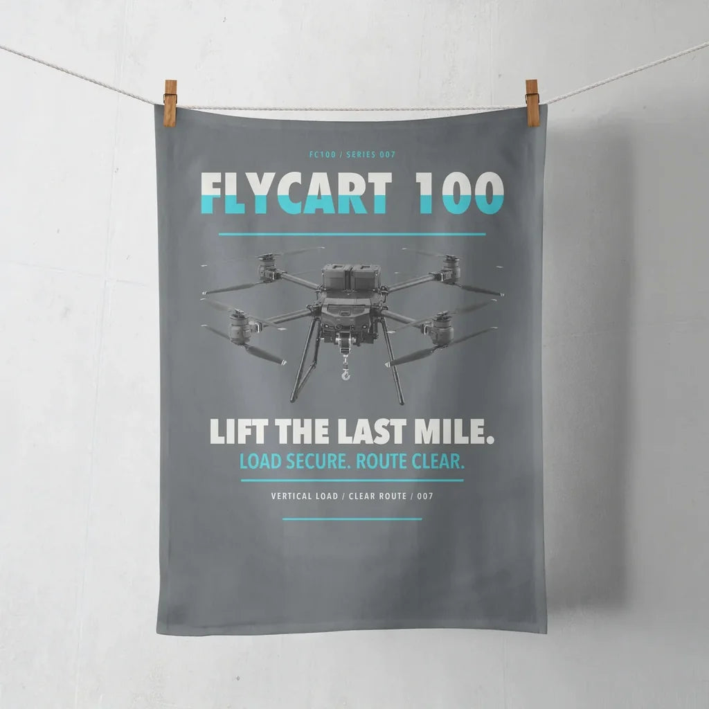 DJI FlyCart 100 design on gray towel
