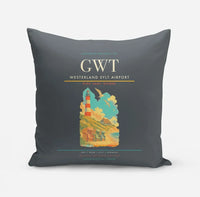 Thumbnail for Westerland Sylt Airport (GWT) design on gray pillow