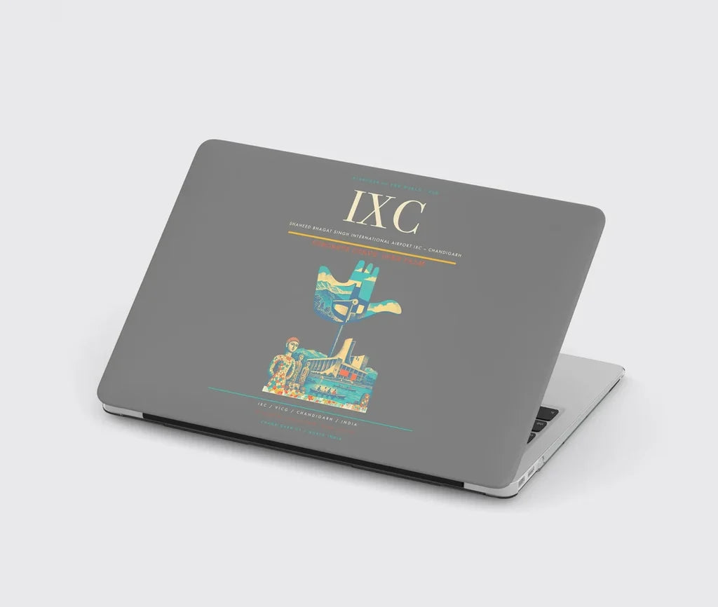 Shaheed Bhagat Singh International Airport (IXC) design on gray MacBook case