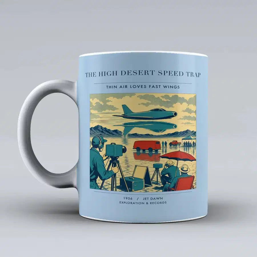 VINTAGE G4295 - The High Desert Speed Trap - Ceramic Mug design on lightblue
