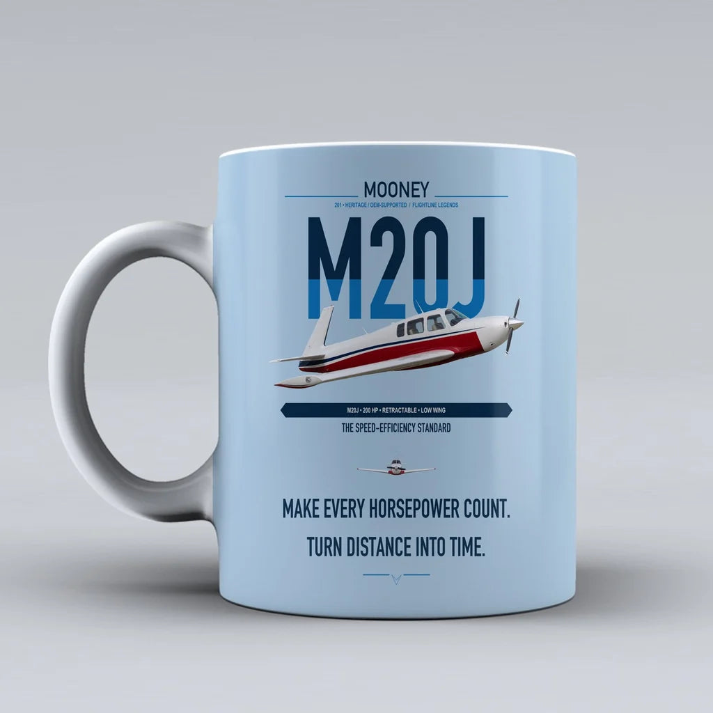 Mooney M20J 201 design on light blue ceramic mug, double-side print