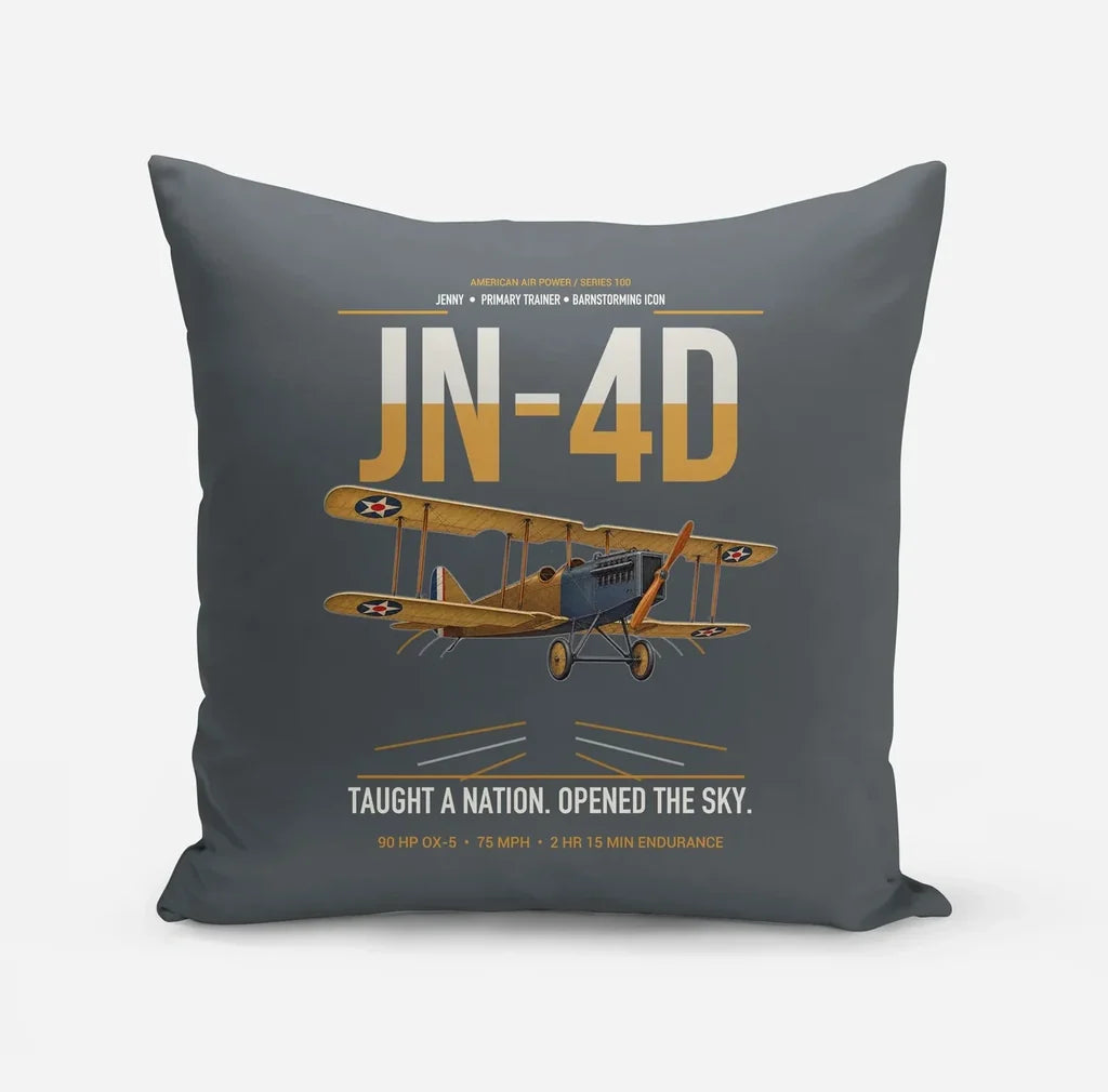 Curtiss JN-4D Jenny design on gray pillow