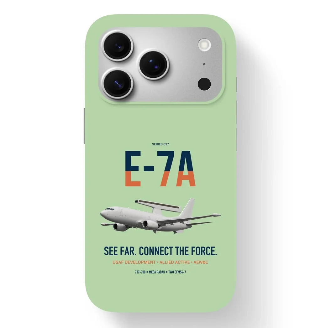 E-7A Wedgetail design on light green magsafe iphone case, for iPhone 17 Pro