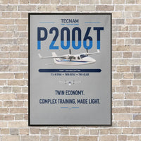Thumbnail for Tecnam P2006T vertical canvas print - framed - light gray background