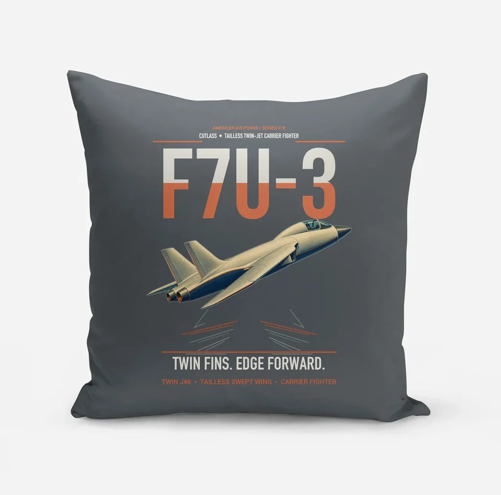 F7U-3 Cutlass design on gray pillow